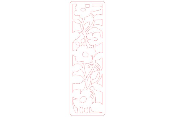 Stylized Floral Design in Red Outline