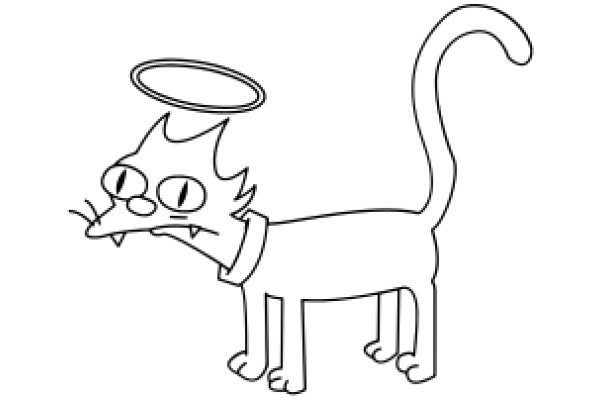 Whimsical Cartoon of a Cat with a Halo