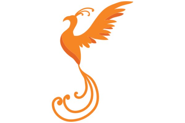 Vivid Orange Bird with Curved Tail Feathers