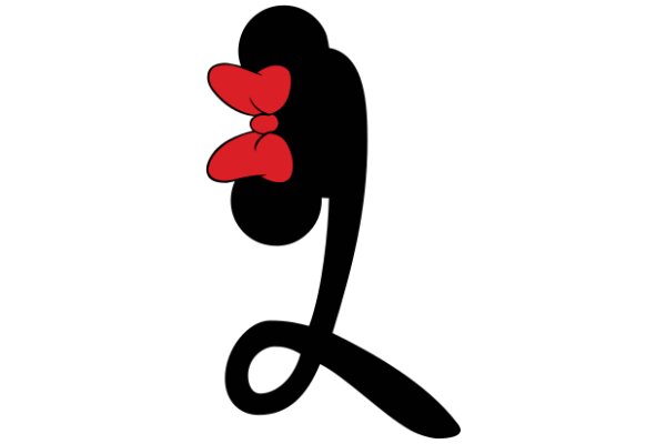 A Whimsical Logo: A Black Silhouette of a Character with Red Bow Ties