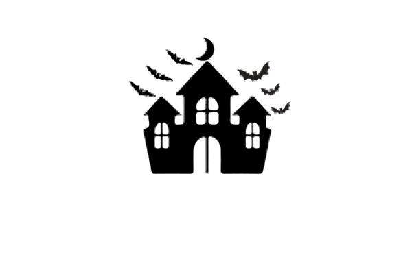 Silhouette of a Haunted House with Bats