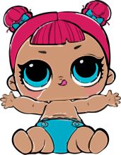 Adorable Cartoon Character with Pink Hair and Blue Eyes