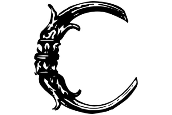 Stylized Crescent Moon with Curved Horns