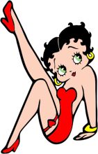 A Playful Cartoon of a Woman in a Red Dress and High Heels