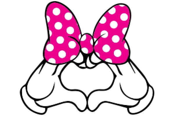 Whimsical Pink Polka Dot Butterfly with Black Outline