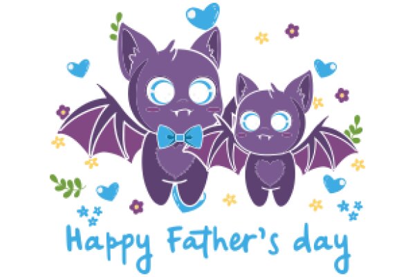 Celebrating Father's Day with Purple and Blue Cute Creatures