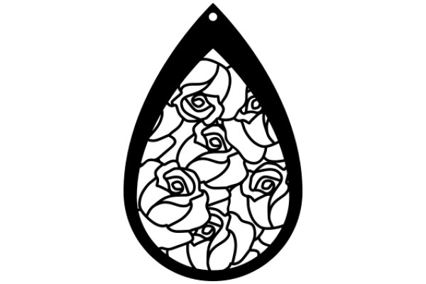 Stylized Rose Pattern within a Drop Shape