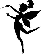 Silhouette of a Tinkerbell-like Figure with a Wand, in a Dance Pose