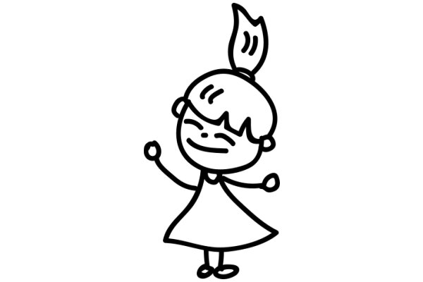 A Whimsical Line Drawing of a Girl with a Ponytail