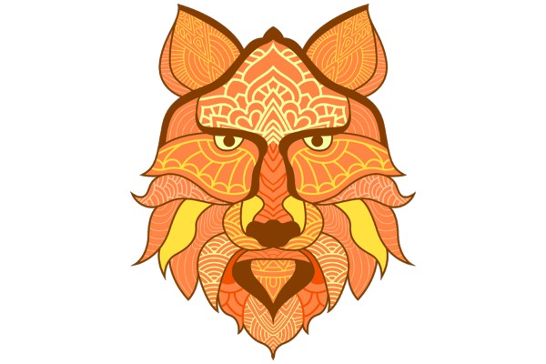 Vividly Detailed Orange and Yellow Abstract Lion Design