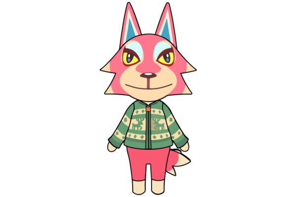 Stylish Cartoon Fox Character with a Cozy Sweater and Pants