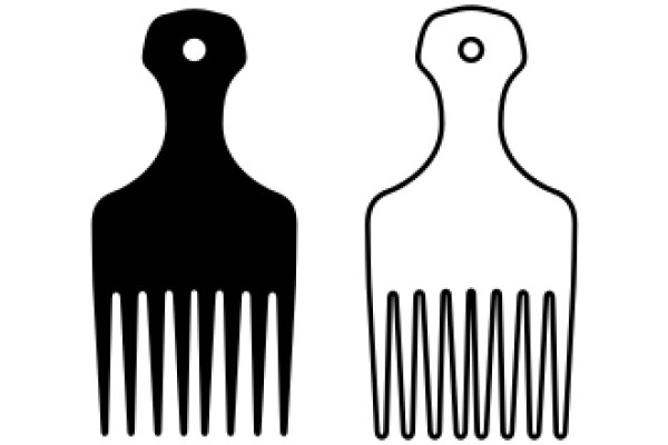 A Simple Line Drawing of a Comb and a Brush