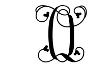 Stylized Monogram Letter 'L' with Swirls and Flower Designs