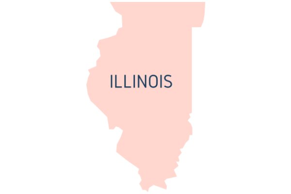 Illinois State Map with the Name of the State