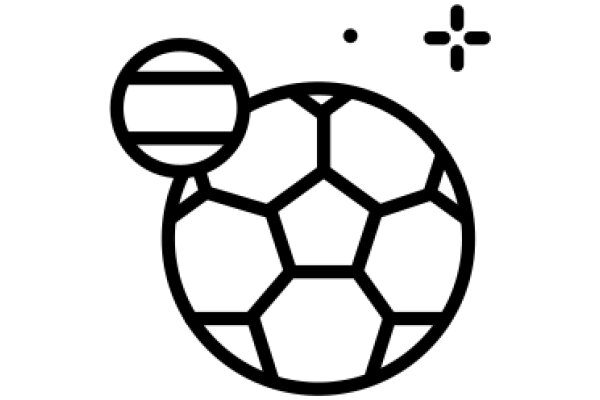 Pixilated Soccer Ball with a Cross-like Symbol in the Background