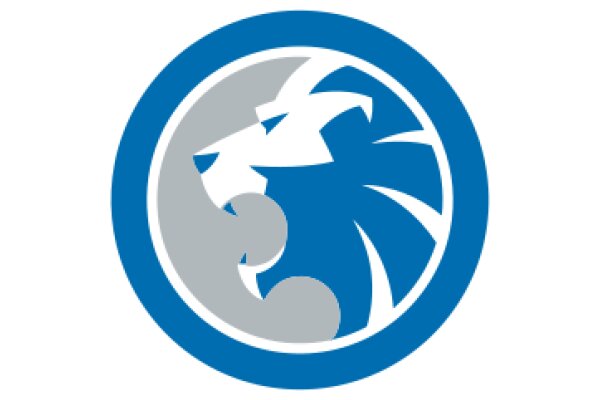 Stylized Lion Logo with Blue and Gray Colors