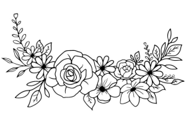 Elegant Floral Border: A Line Drawing