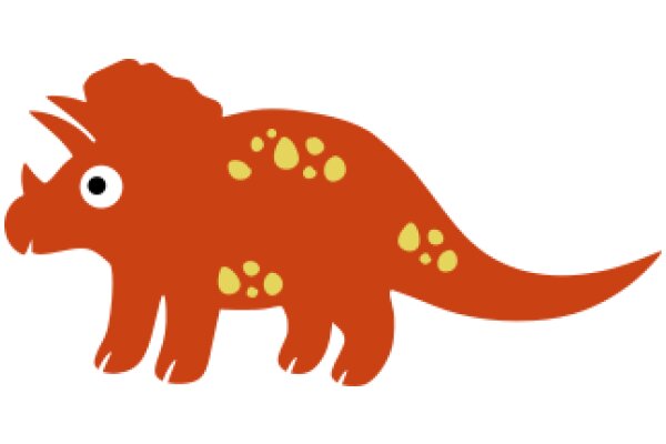 Vibrant Red Dinosaur with Yellow Spots