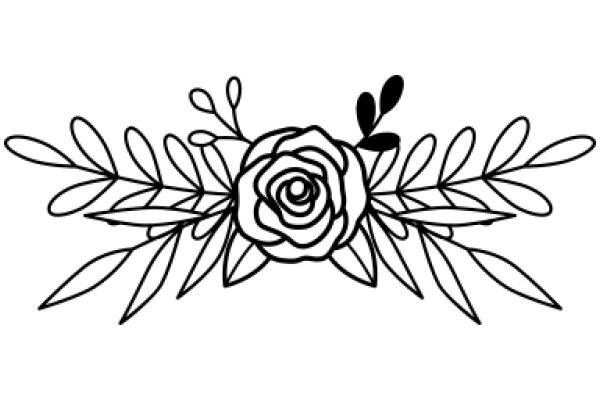 Stylized Floral Design with a Rose at the Center