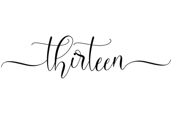 Stylish Black Calligraphy of the Word 'Thirteen'