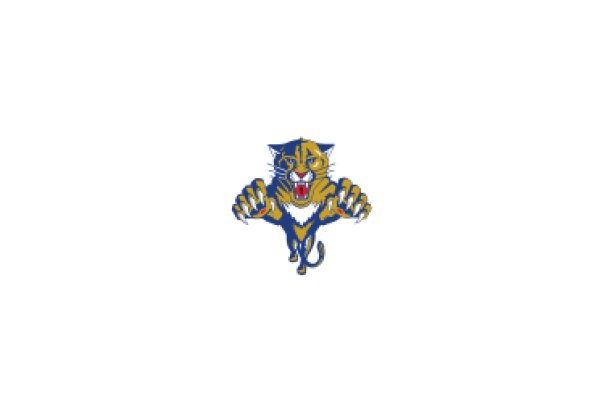 Vivid Blue and Yellow Logo of a Fierce Lion with Sharp Teeth