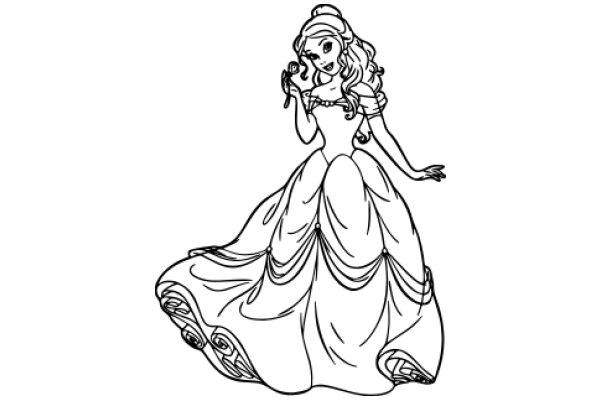 A Whimsical Princess: A Line Drawing