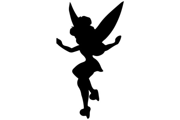 Silhouette of a Tinkerbell-like Figure in Flight