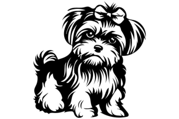 Adorable Illustration of a Shih Tzu with a Bow