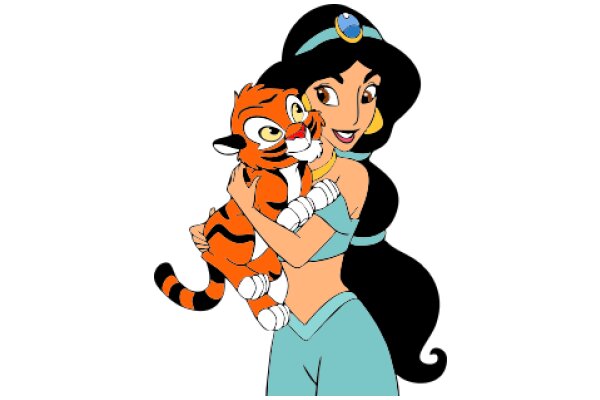 A Heartwarming Moment: A Disney Princess and Her Orange Tiger