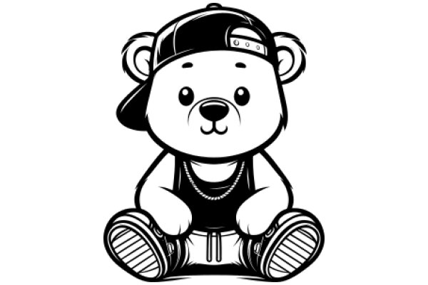 Stylish Teddy Bear with a Cool Cap and Sneakers