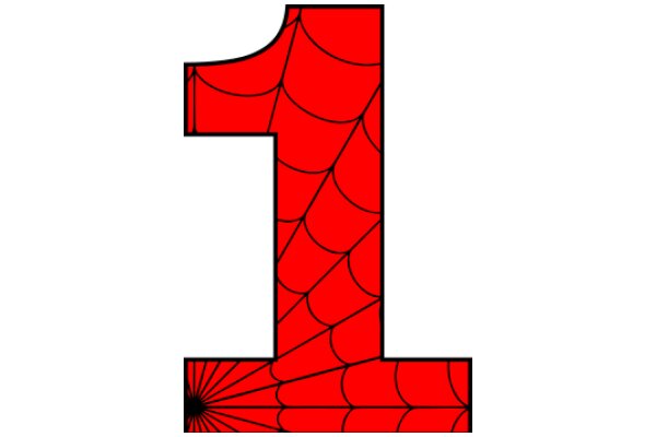 Vibrant Red Spider Web with the Number One