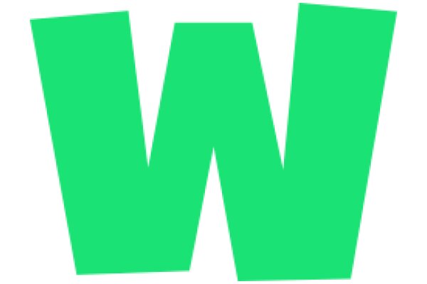 Vibrant Green Letter 'W' on a White Background