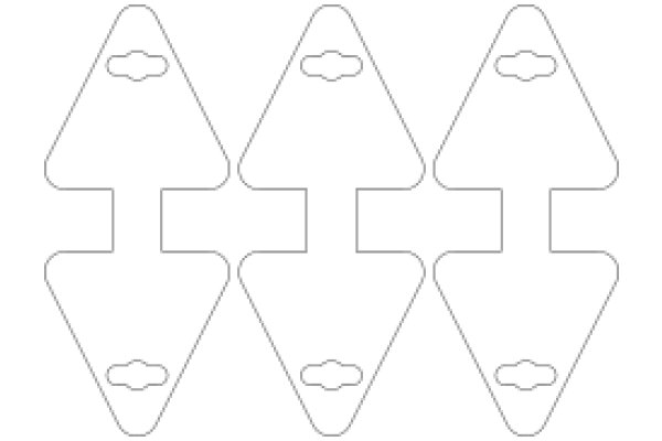 Symmetrical Pattern of Four White Triangles with Circles at the Bottom