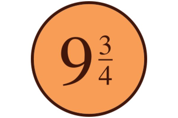 A Round Orange Icon with the Number 9 in Brown