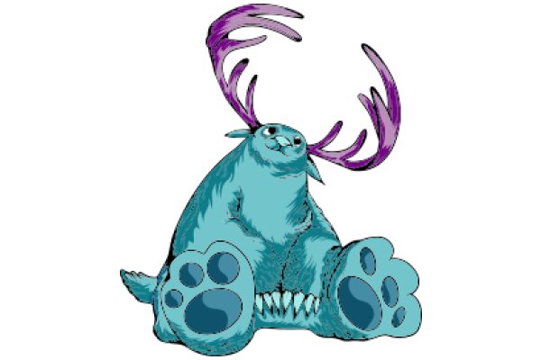 Whimsical Adventures: The Blue Monster with Purple Antlers