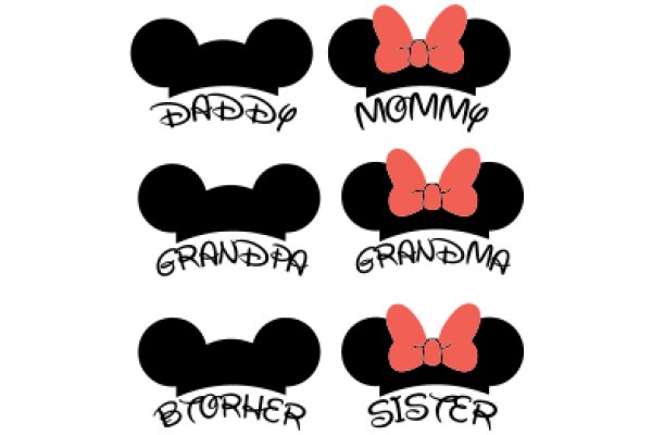 A Collection of Disney-Inspired Ear Logos for Different Family Members