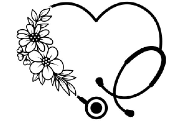 A Stylized Illustration of a Heart with a Stethoscope and Flower