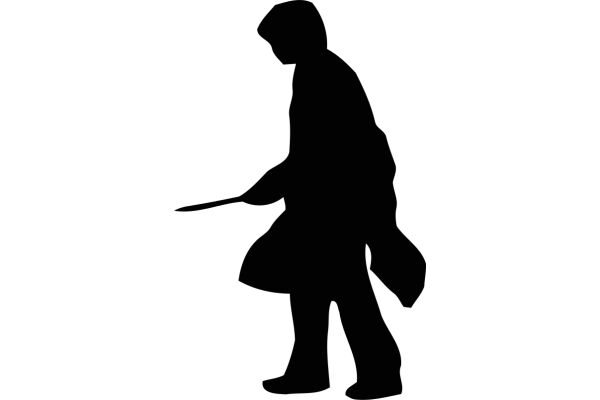 Silhouette of a Person Walking with a Bag