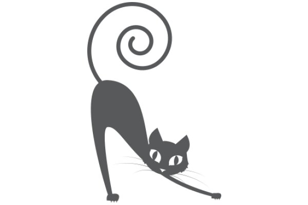 Whimsical Feline: A Black Cat with a Swirl Tail