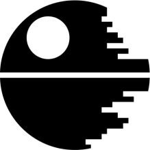 Stylized Black and White Icon of a Droid Head