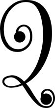 Stylized Black and White Letter Q with a Swirl Design