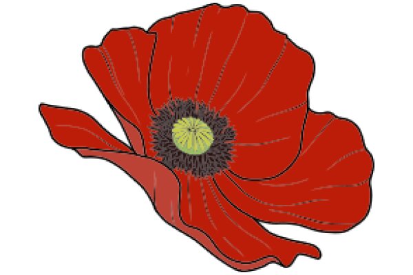 Vivid Red Poppy with a Yellow Center