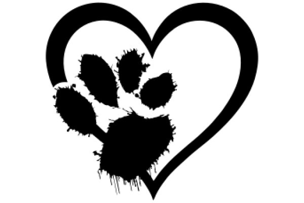 Silhouette of a Pawprint Inside a Heart Shape