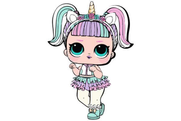 Stylish Cartoon Character with Unique Hair and Accessories