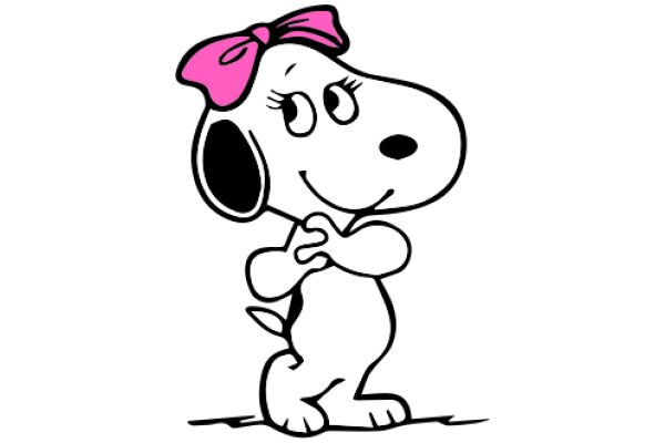 Snoopy's Playful Pink Bow