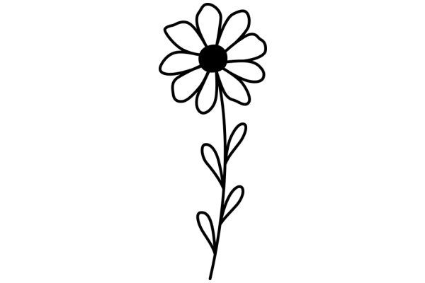 Simplistic Line Drawing of a Flower