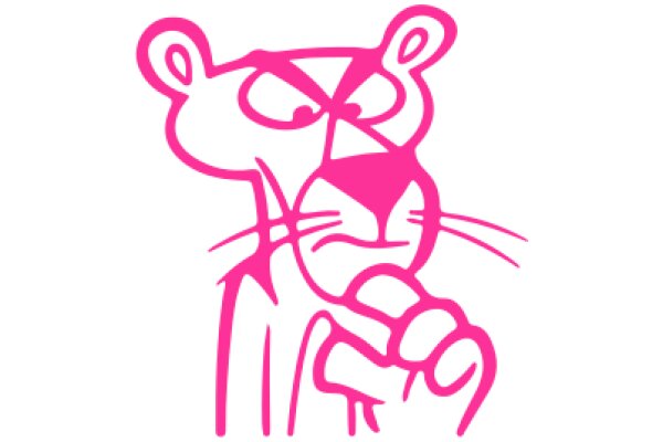 A Pink Cartoon Lion with a Scowl