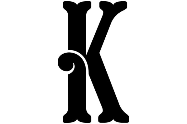 Stylized Black Letter 'K' with a Curved Tail