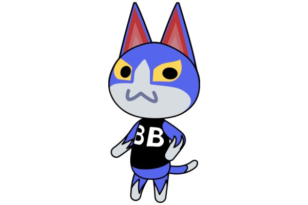 Cute Cartoon Cat with a Playful Expression and a Blue Shirt