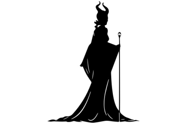 Silhouette of a Mystical Figure with a Cloak and Horns